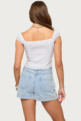 Laura Off Shoulder Dotted Cotton Top