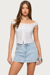 Laura Off Shoulder Dotted Cotton Top