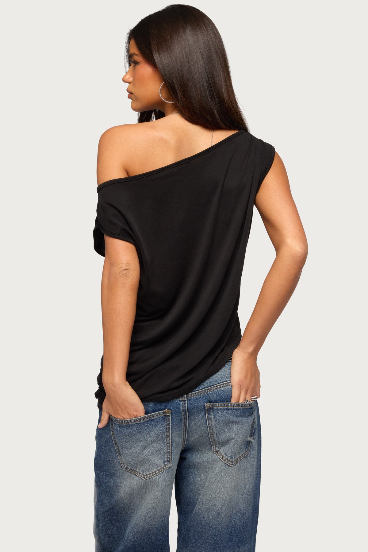 Ofelia Asymmetric Off Shoulder Ruched Top