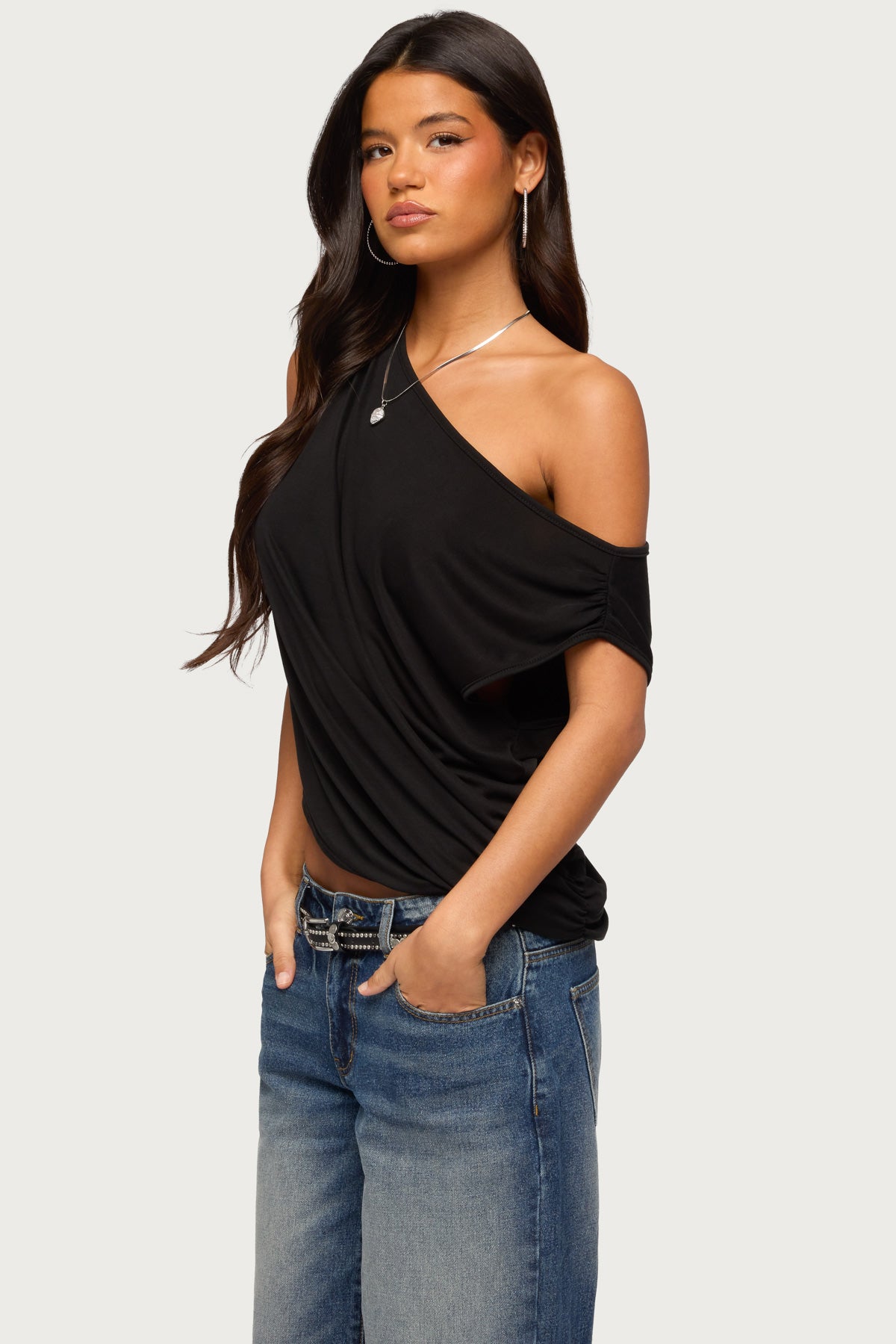 Ofelia Asymmetric Off Shoulder Ruched Top
