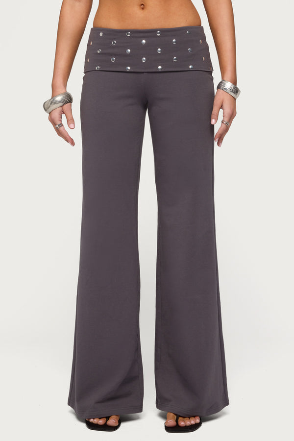 Breanna Studded Foldover Wide Leg Pants