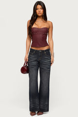 Izara Studded Faux Leather Corset