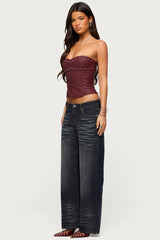 Izara Studded Faux Leather Corset