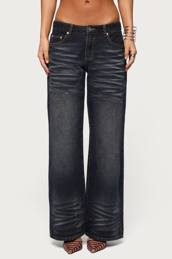 Magda Acid Wash Low Rise Baggy Jeans
