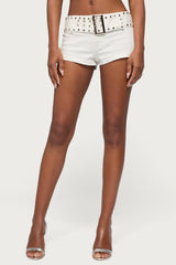 Studded Belt Denim Micro Shorts