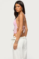 Allise Backless Sequin Halter Top