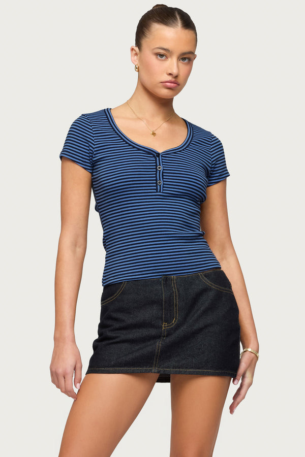 Kady Striped Henley T Shirt