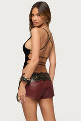 Kalana Crisscross Backless Fringed Top