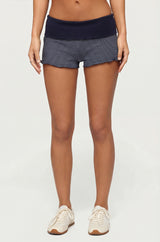 Nour Contrast Striped Foldover Shorts