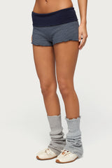 Nour Contrast Striped Foldover Shorts