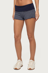 Nour Contrast Striped Foldover Shorts