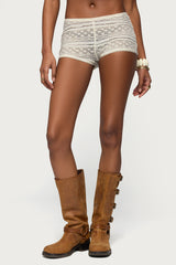 Yalena Sheer Lace Micro Shorts