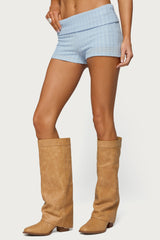Iyara Textured Knit Foldover Micro Shorts