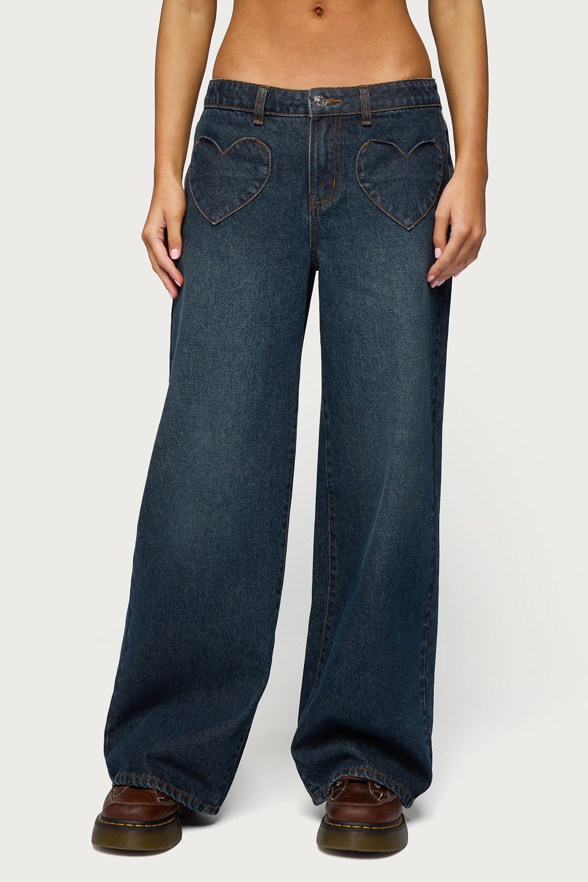 Heart Pockets Low Rise Baggy Jeans