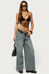 Beaded Cowl Neck Bra Top