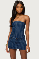 Camelia Strapless Denim Corset