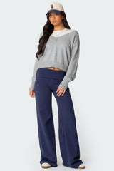 Wide Leg Foldover Pants