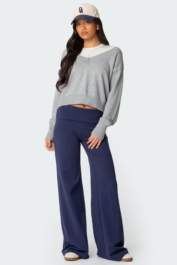 Wide Leg Foldover Pants