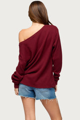 Damari Off Shoulder Oversized Waffle Top