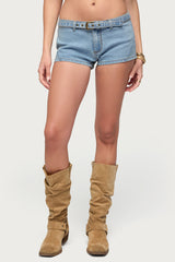 Ciel Low Rise Denim Micro Shorts
