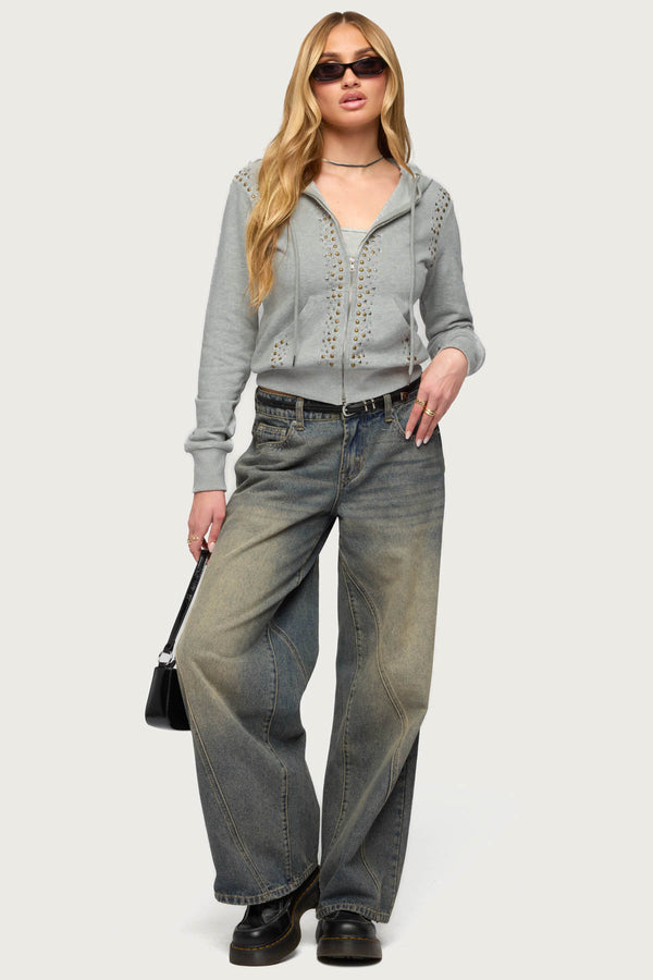 Patricia Studded Zip Up Hoodie