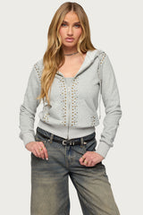 Patricia Studded Zip Up Hoodie
