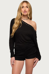 Paola Off Shoulder Stud Top