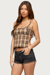 Sanya Backless Plaid Top