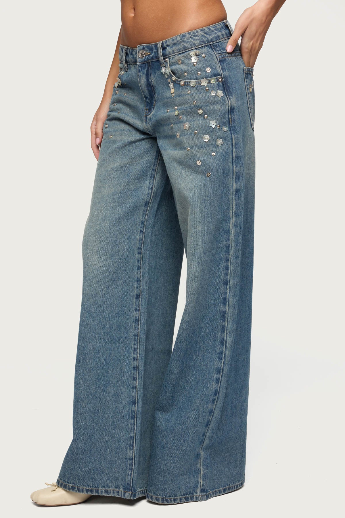 Mahlia Button Low Rise Baggy Jeans