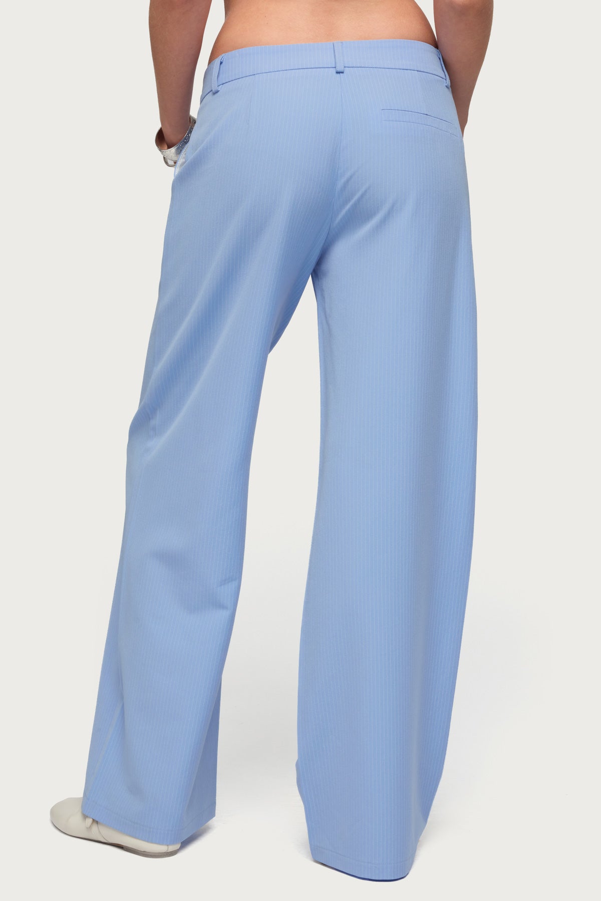 Pinstripe Tailored Straight Leg Pants