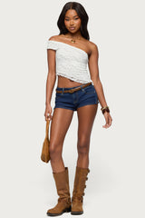 Asymmetric One Shoulder Lace Top