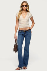 Avalee Sheer Lace V Neck Top