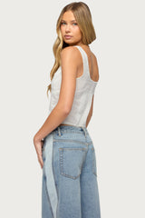 Embroidered Cotton Button Up Top