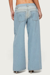 Petite Cory Striped Low Rise Baggy Jeans