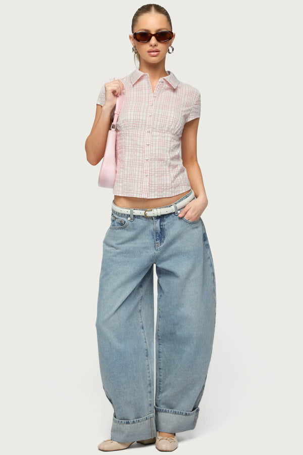 Naiah Plaid Tailored Button Up Shirt