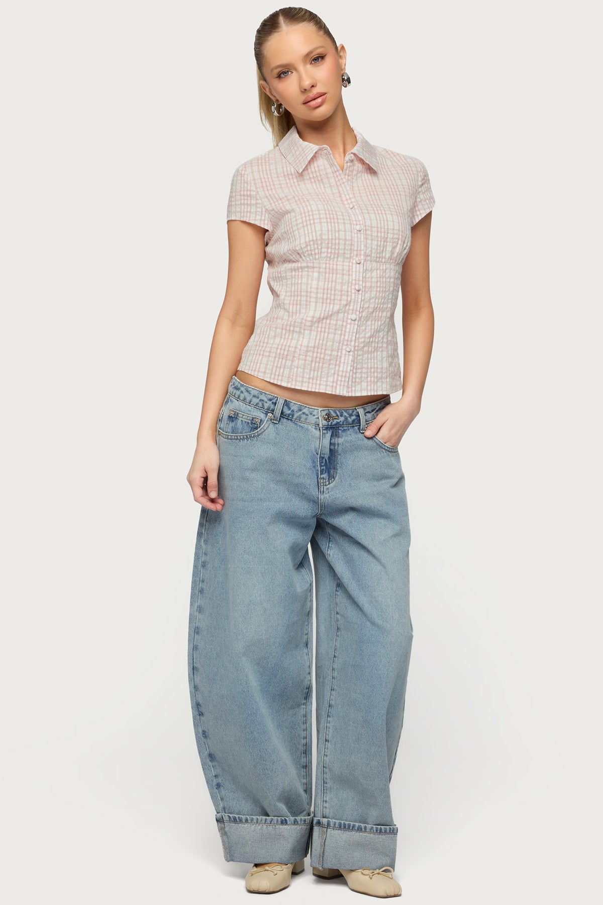 Petite Kella Low Rise Baggy Jeans