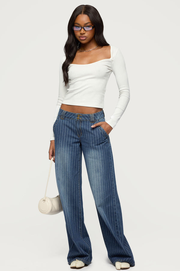 Tall Cory Striped Low Rise Baggy Jeans