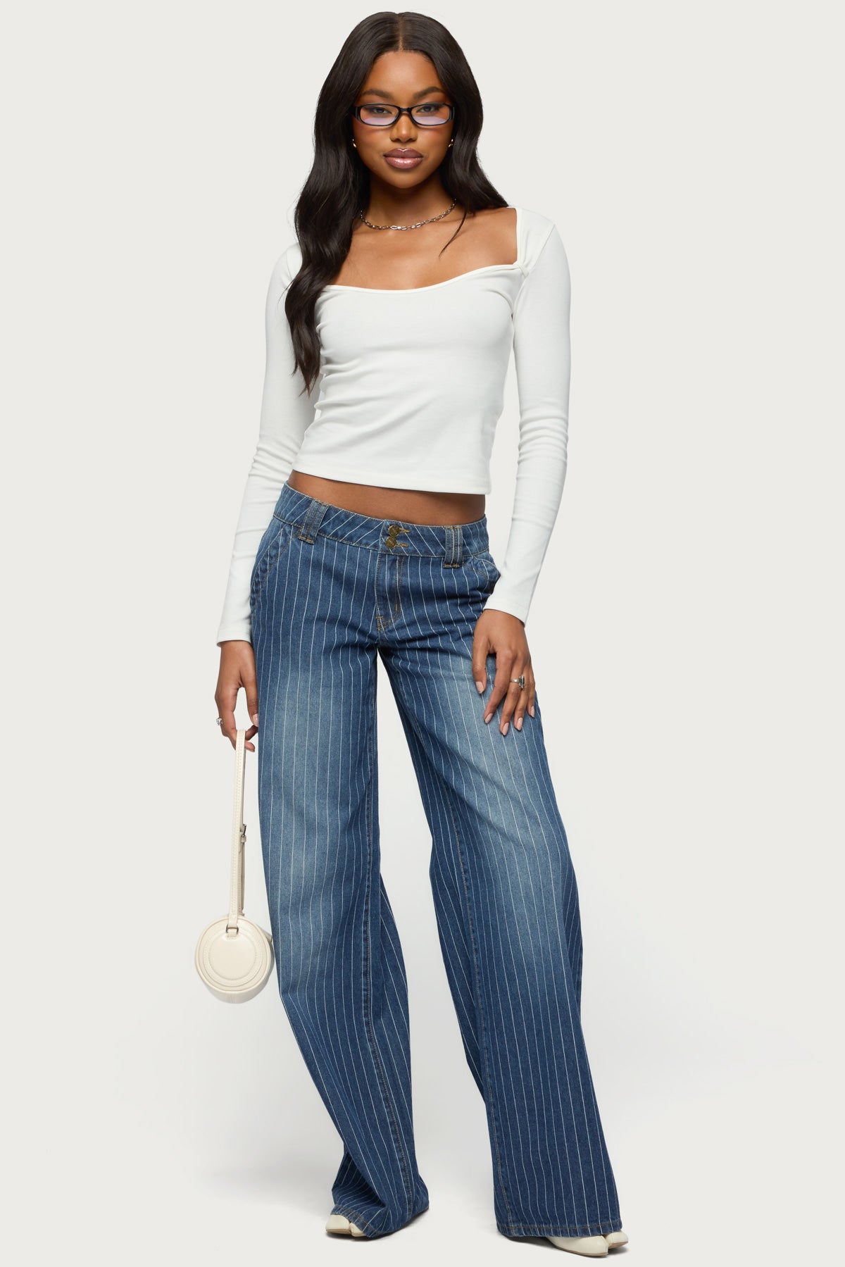 Tall Cory Striped Low Rise Baggy Jeans