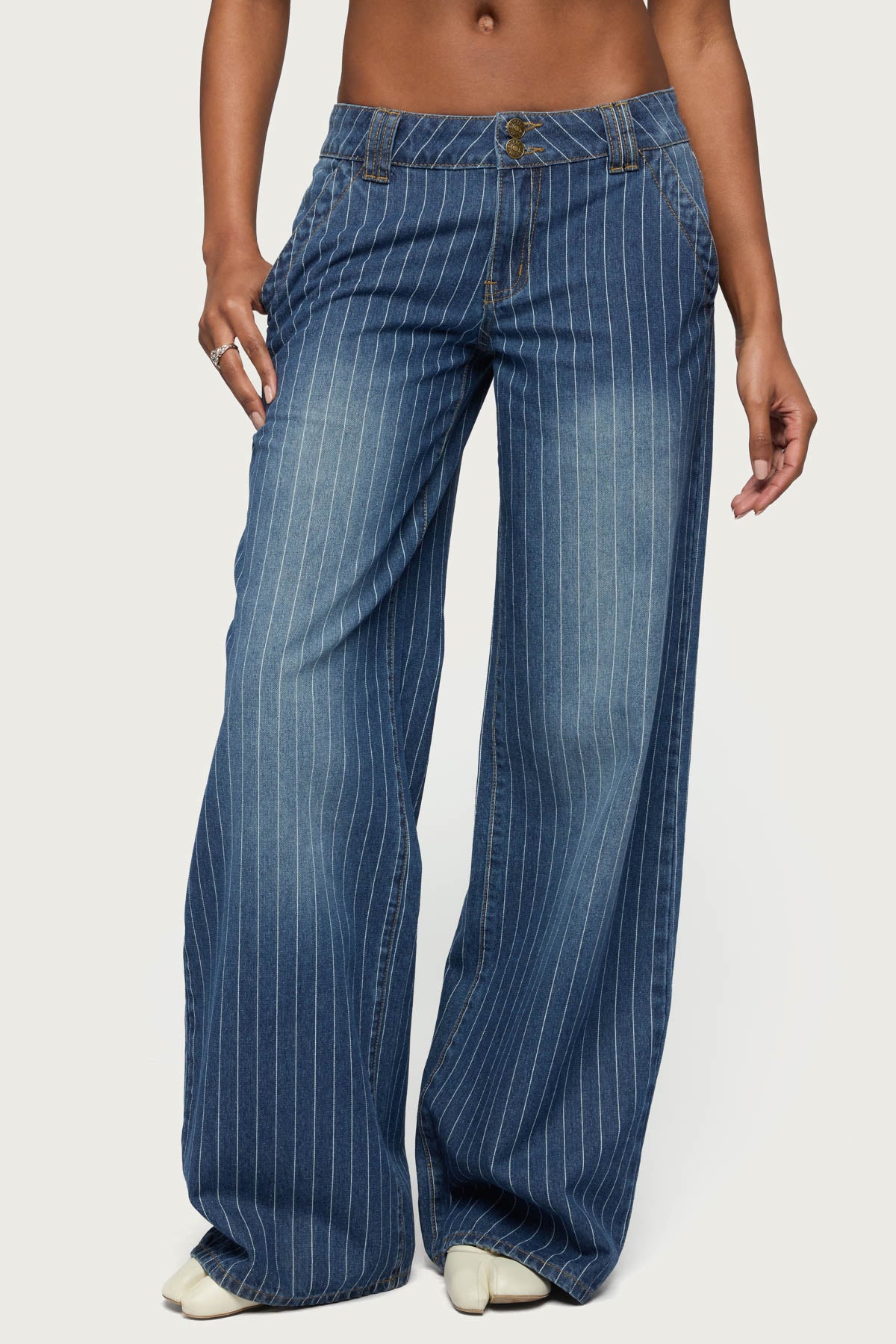 Tall Cory Striped Low Rise Baggy Jeans
