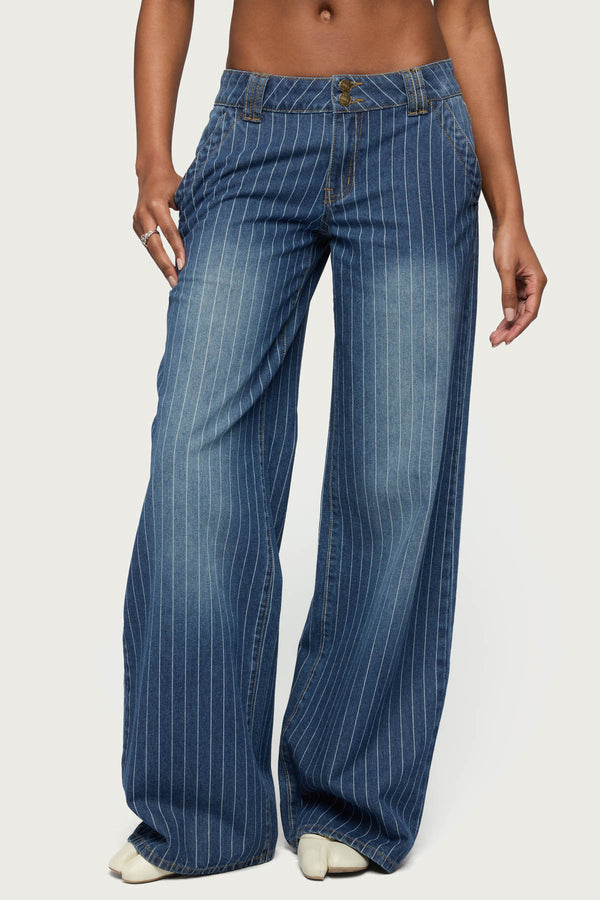 Tall Cory Striped Low Rise Baggy Jeans