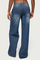 Tall Cory Striped Low Rise Baggy Jeans