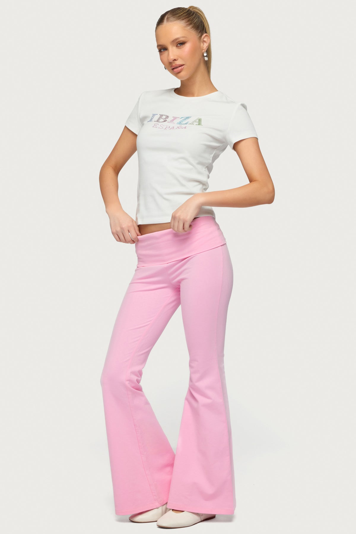 Petite Naomi Foldover Flared Leggings