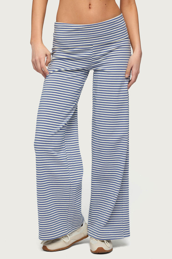 Petite Lilah Striped Fold Over Pants