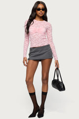 Rosette Bandeau Sheer Lace Top