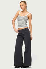 Petite Wide Leg Fold Over Pants