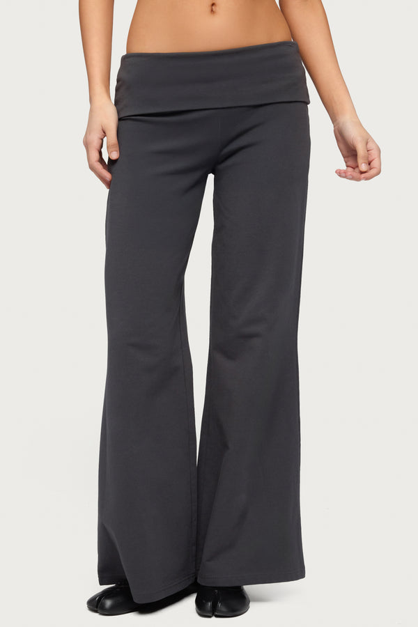 Petite Wide Leg Fold Over Pants
