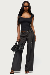 Cruz Double Belt Baggy Tailored Pants