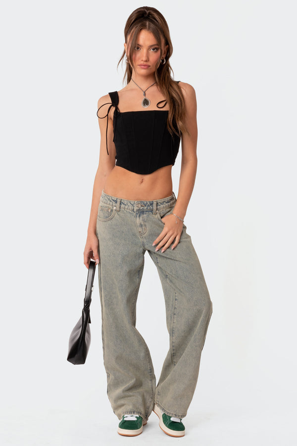 Magda Acid Wash Low Rise Baggy Jeans