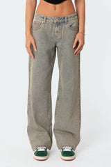 Magda Acid Wash Low Rise Baggy Jeans