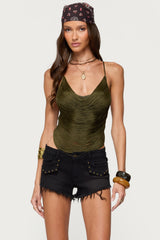 Elenie Fringed Cowl Neck Top